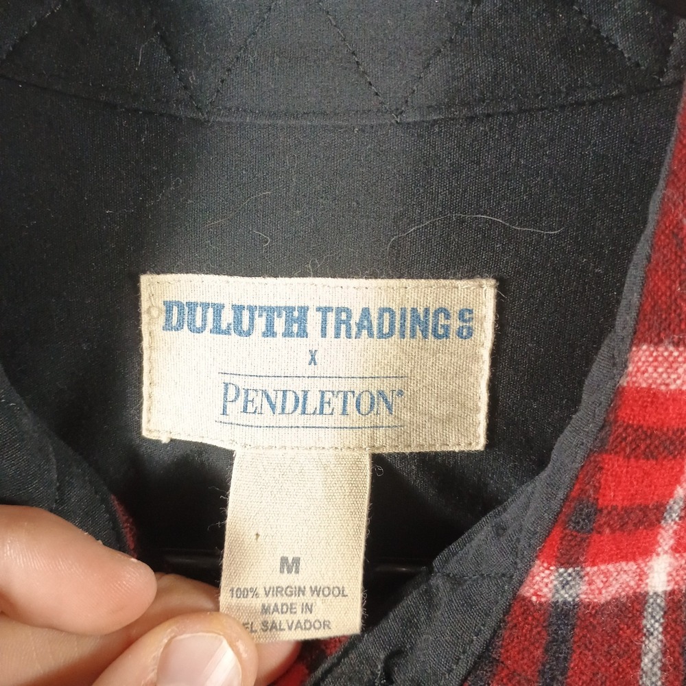Duluth Trading X Pendleton Flannel Men M Red Black Wool Long Sleeve Lumberjack - Picture 3 of 9